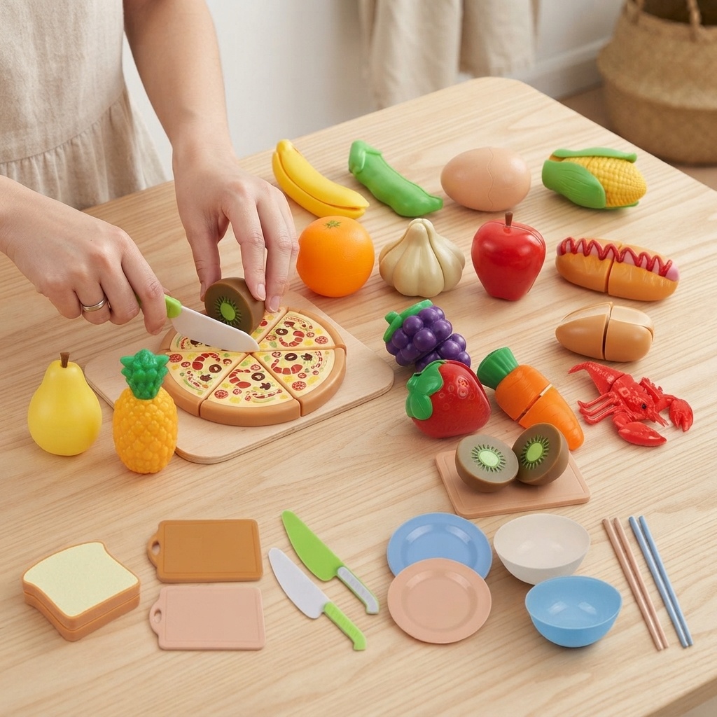 Kitchen Kids Baking Set - 2026年版 モンテッソーリ ごっこ遊び用食品おもちゃ 1個入り お菓子やパンを模したキッチンセット 子供向け