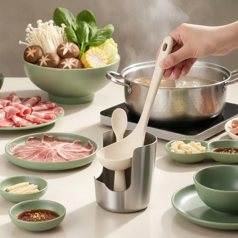 Kitchen Baking Rack - 2-in-1ステンレス製スプーン置き兼鍋蓋スタンド。BPAフリーで滑り止め加工が施されており、日々の料理や食材の整理に役立つキッチンカウンター用の収納グッズ。