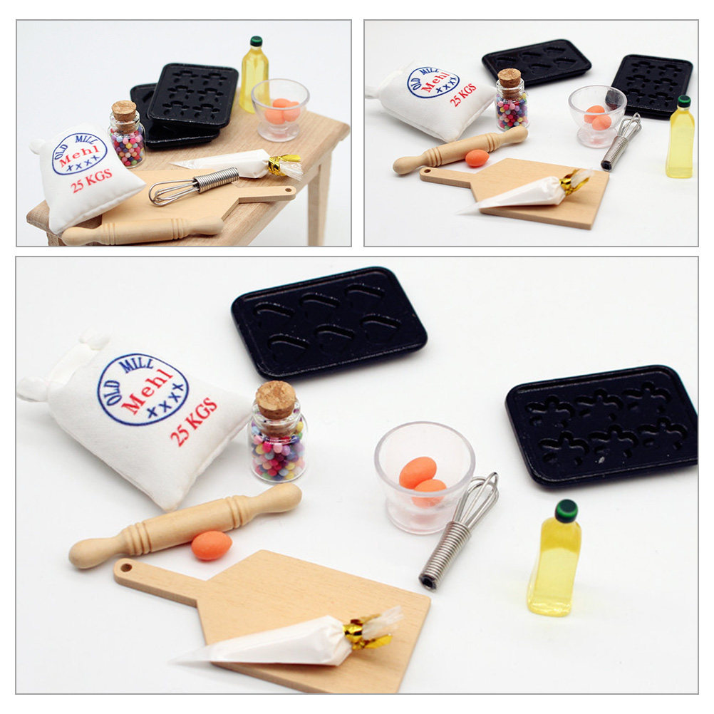 Kitchen Kids Baking Set - ドールハウスのキッチンを飾るのに最適な、リアルなミニチュアの焼き菓子型セット。お子様やコレクター向けのインタラクティブなおもちゃ。
