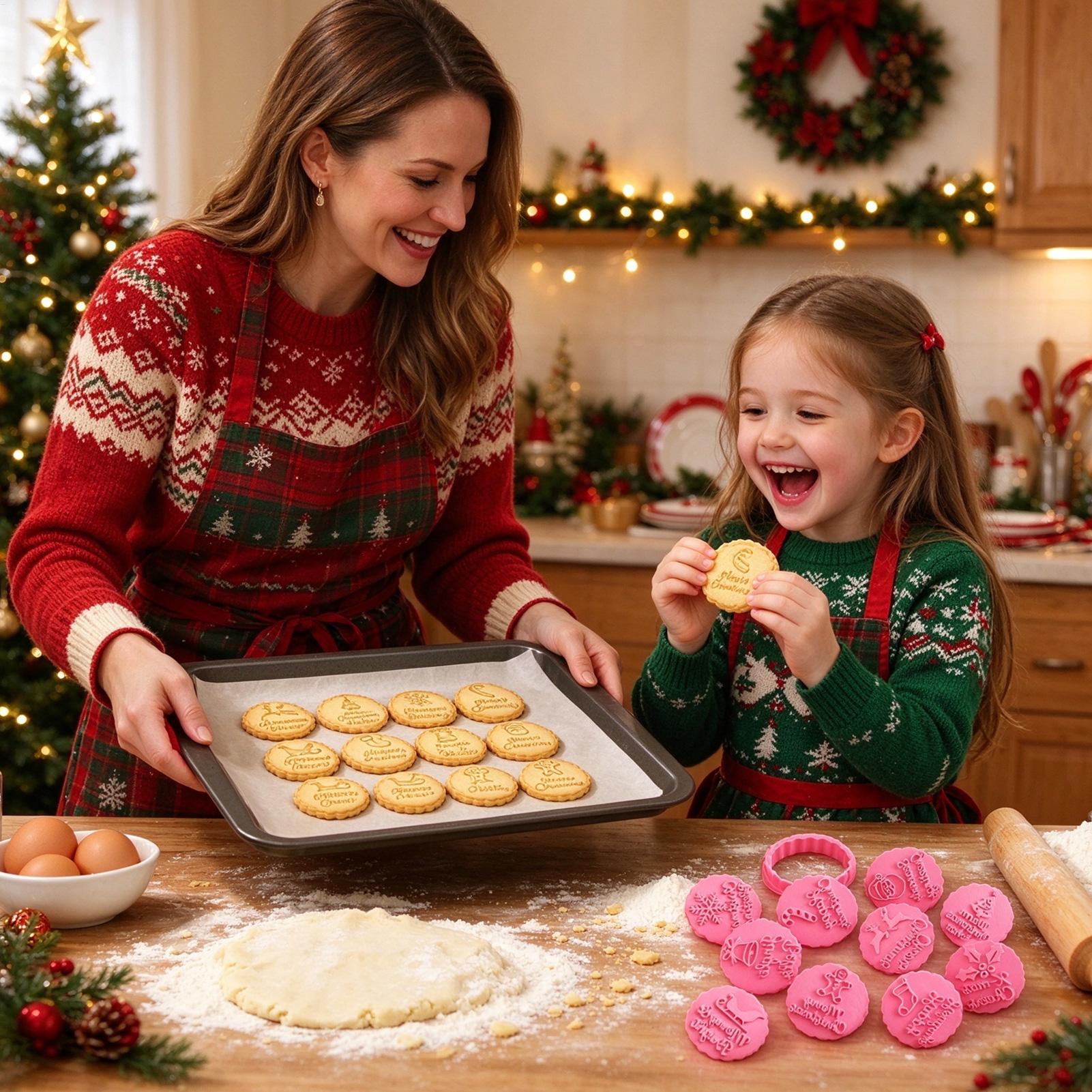 Baking Kitchen Set - クリスマス・クッキー型セット 10個入り ホリデー・ベーキングツール 3Dジンジャーブレッドマン、サンタ、トナカイの形をしたクリスマス・ペストリーカッター、キッチン用