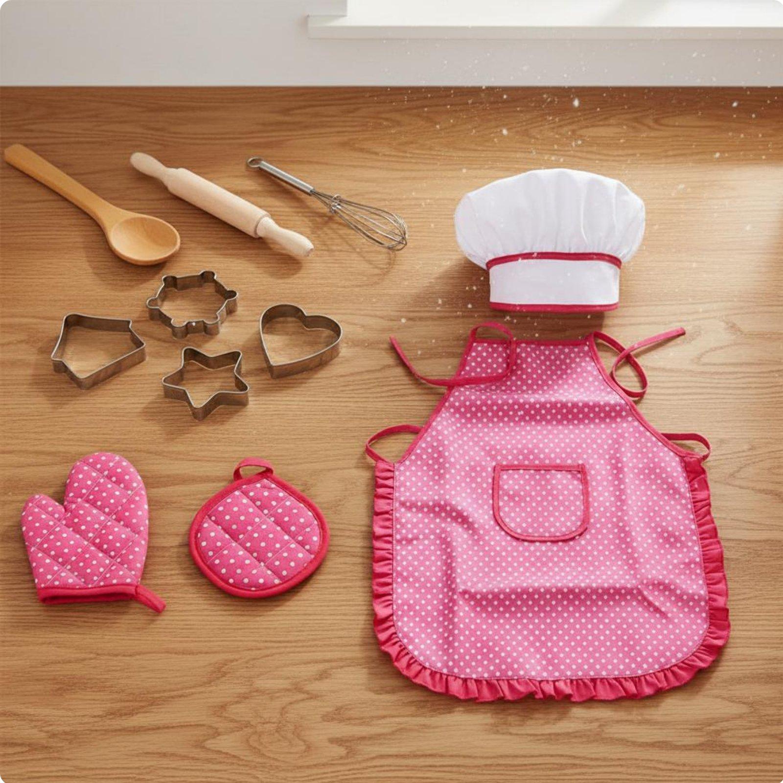 子供向けの11点セットのキッチンごっこ遊びセット。シェフエプ - Kitchen Kids Baking Set のレビューと価格