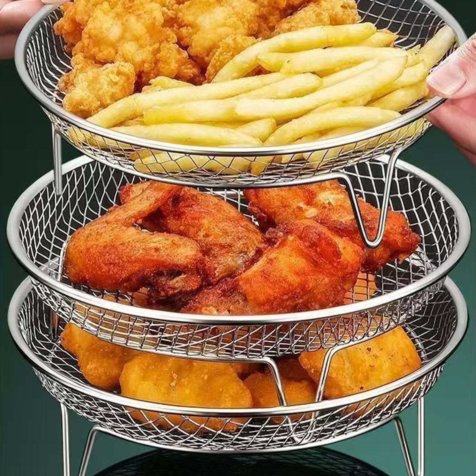 積み重ね可能なエアフライヤーバスケット、丸型、焼き網としても - Kitchen Baking Rack のレビューと価格