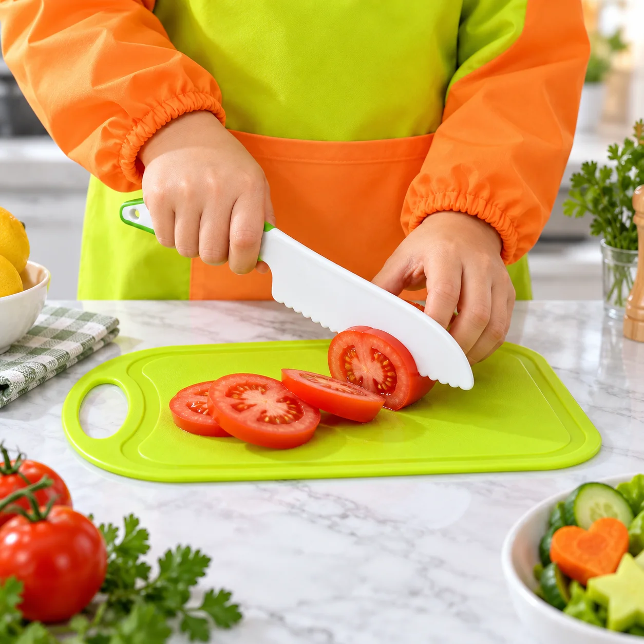 WXCOO 子供用 安全なプラスチック製ナイフセット、まな板 - Kitchen Kids Baking Set のレビューと価格