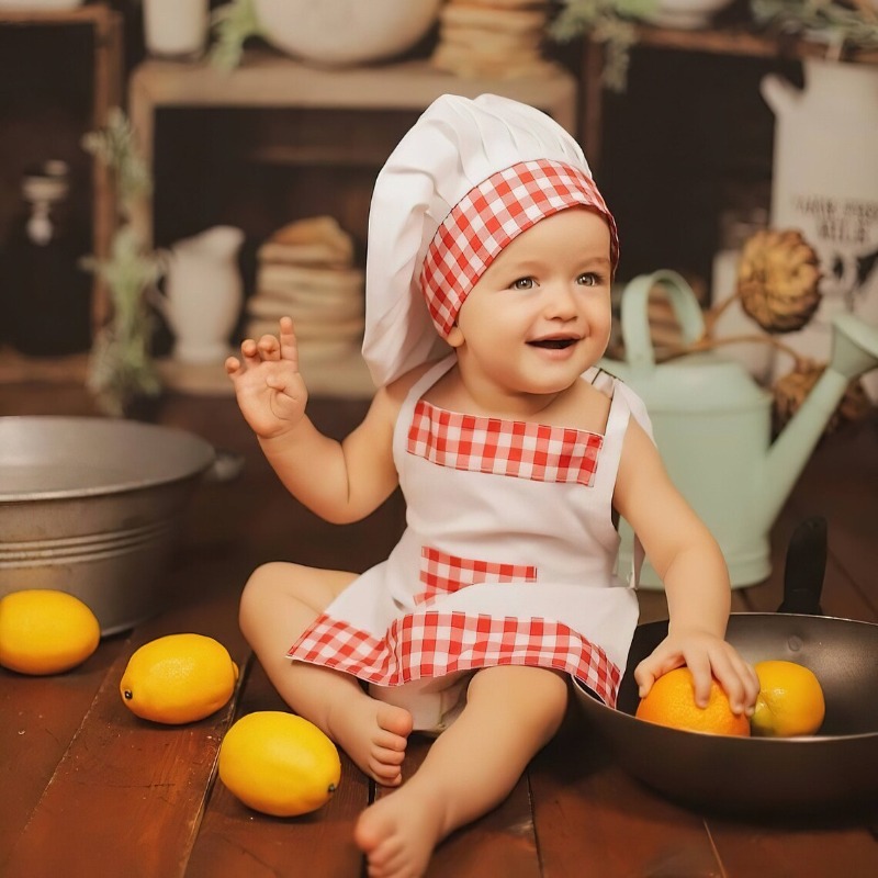 子供用シェフエプロンと帽子のセット。子供向けの料理ごっこ遊び - Kitchen Kids Baking Set のレビューと価格