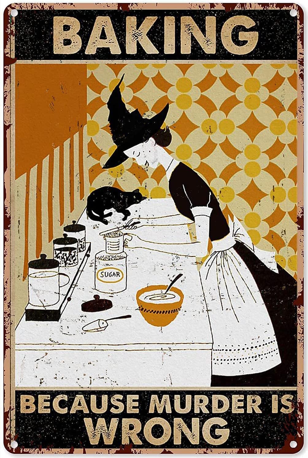 魔女が焼くための装飾キッチンサイン 黒猫「それは私がやってい - Kitchen Witch Baking のレビューと価格