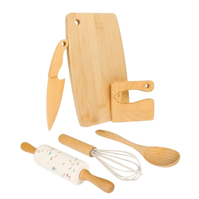 本格的な料理を体験できる、木製の子供用ナイフと幼児向けのベー - Kitchen Kids Baking Set のレビューと価格